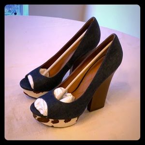 Shoes denim and leather